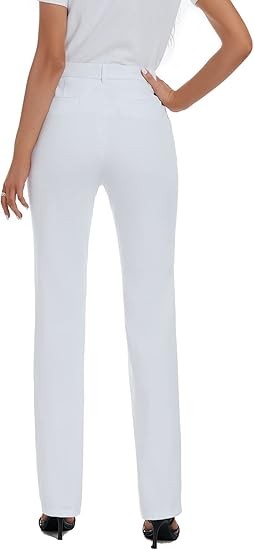 Women's Stretchy Straight Leg Dress Work Pants Business Office Casual Slacks with Pockets