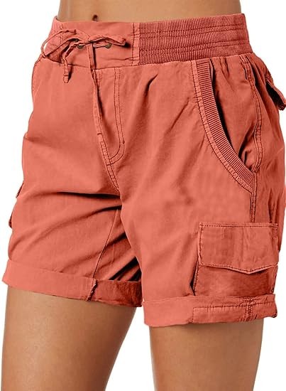 Womens Relaxed Fit High Waist Casual 4 Pocketed 2025 Hiking Outdoor Summer Shorts S-XL